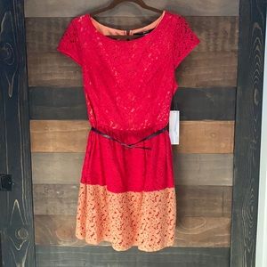 Kensie Red Lace Fit & Flare dress